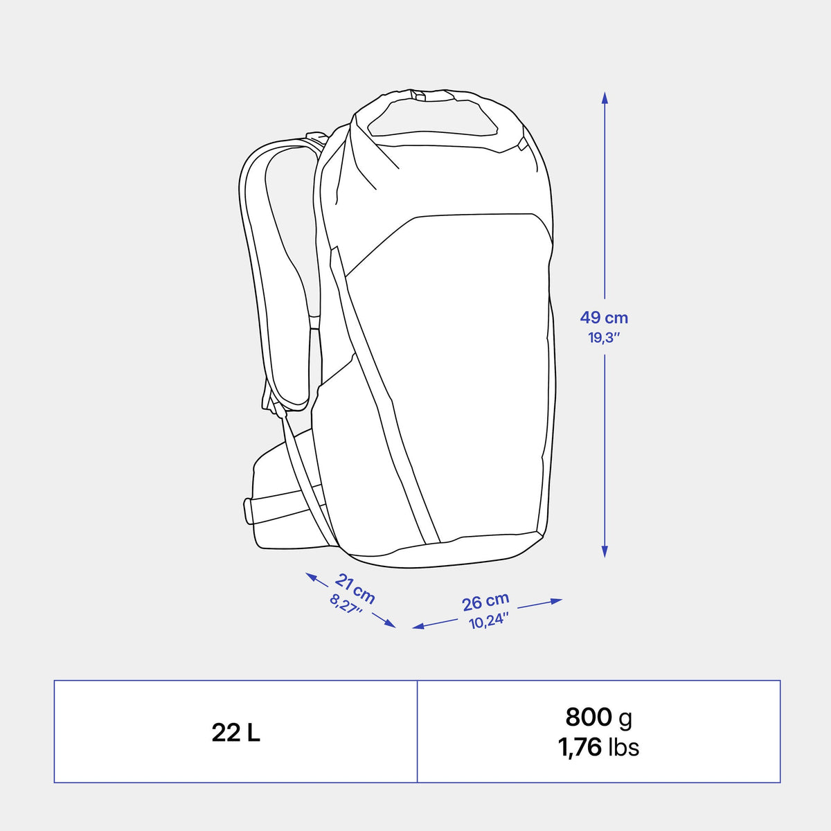 Quechua MH500 22L Lightweight Hiking Backpack
