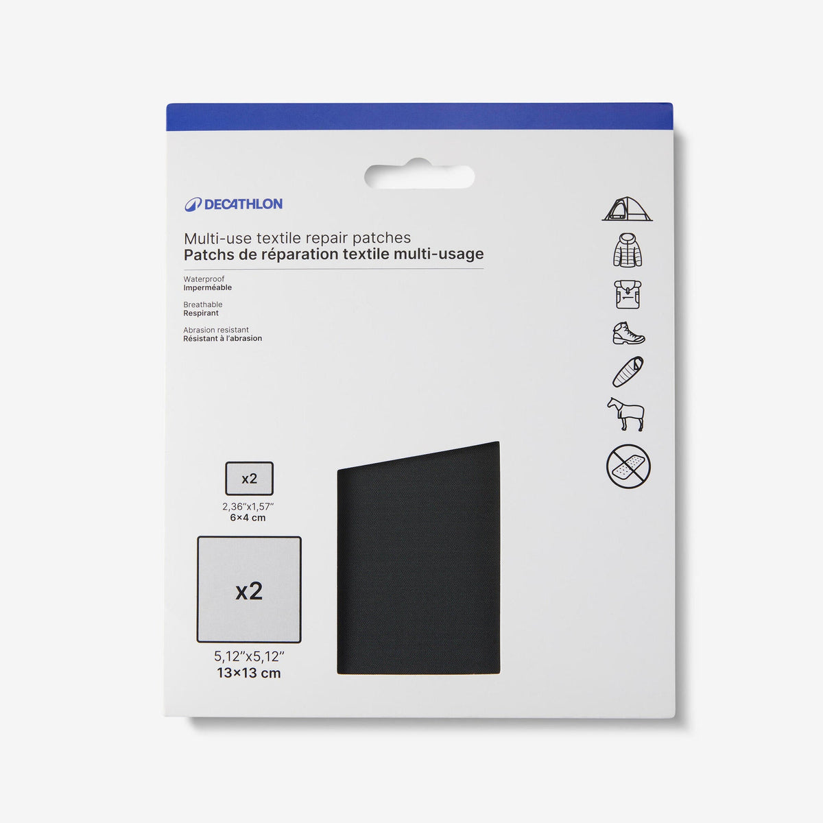 Decathlon Multi-purpose fabric repair patches black