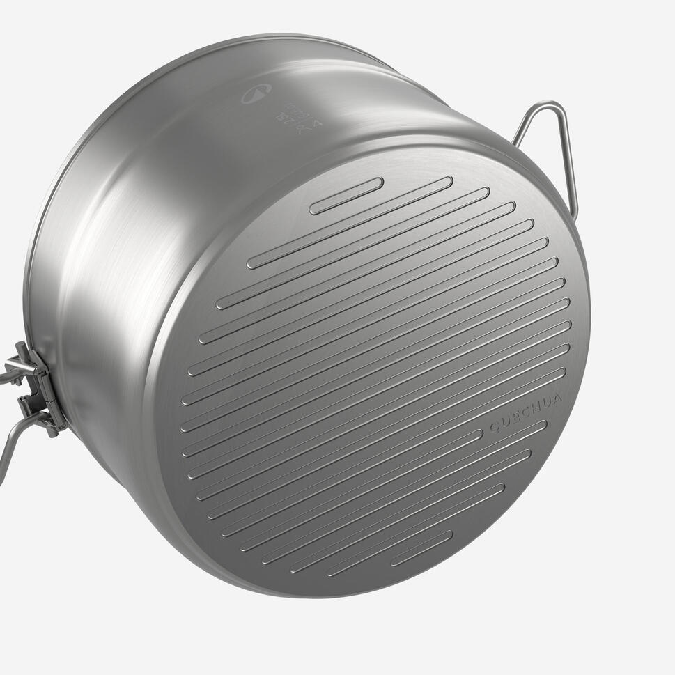 Quechua 500 Stainless Steel Nonstick Camping Cookset – 25-Piece for 4 People