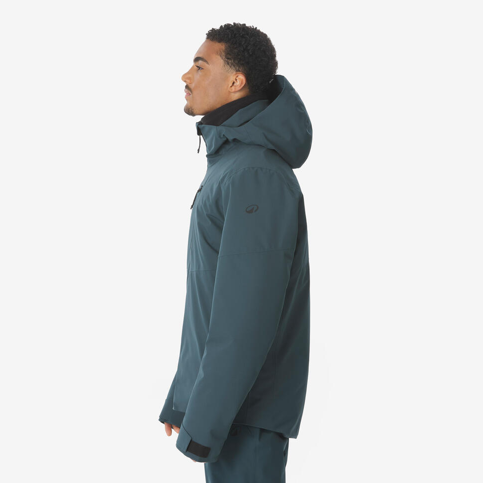Men’s waterproof ski and snowboard jacket, 500 Dark Green