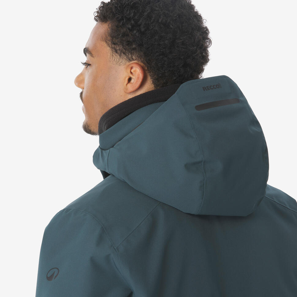 Men’s waterproof ski and snowboard jacket, 500 Dark Green
