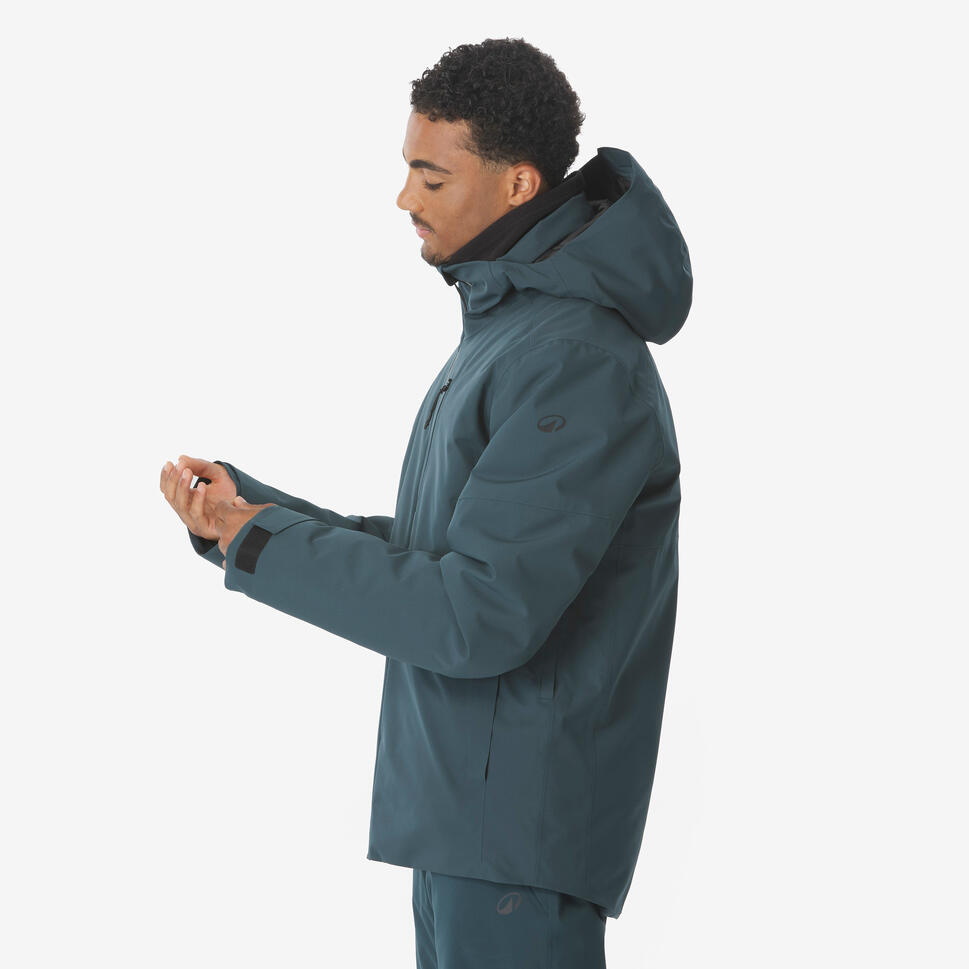 Men’s waterproof ski and snowboard jacket, 500 Dark Green