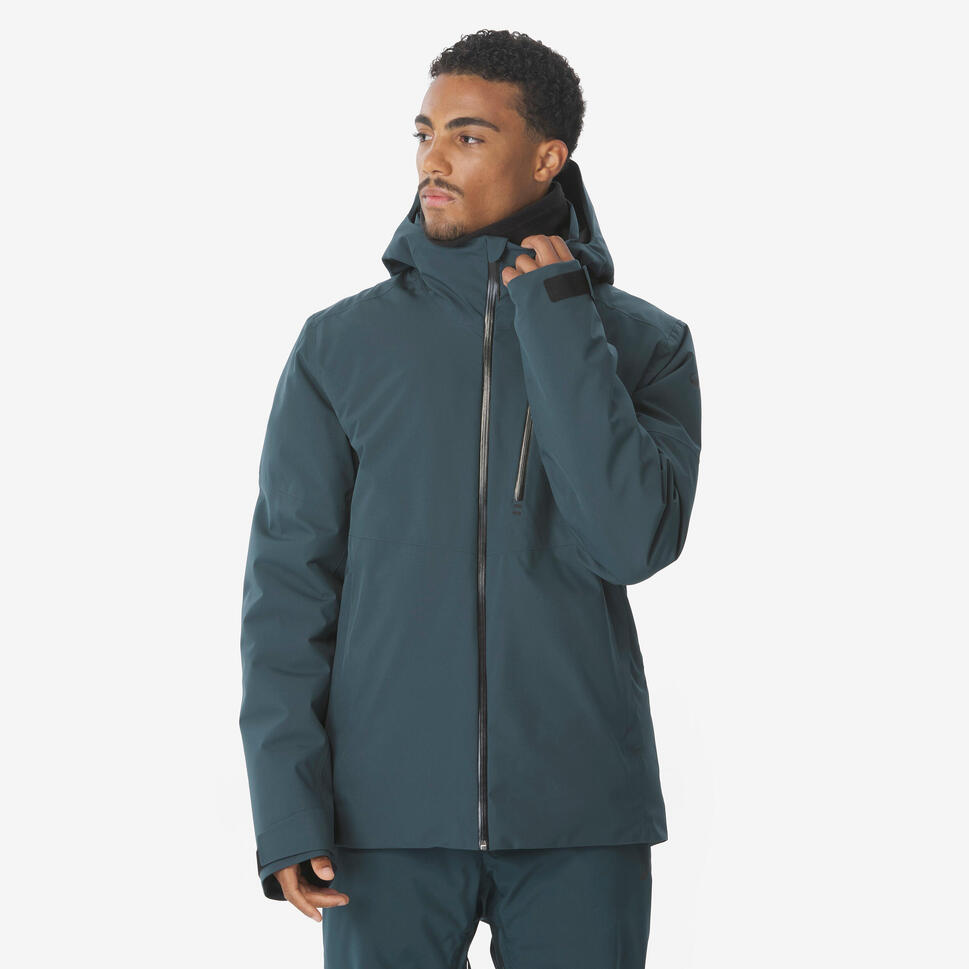 Men’s waterproof ski and snowboard jacket, 500 Dark Green