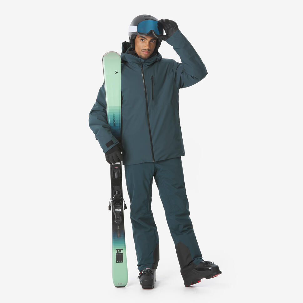 Men’s waterproof ski and snowboard jacket, 500 Dark Green