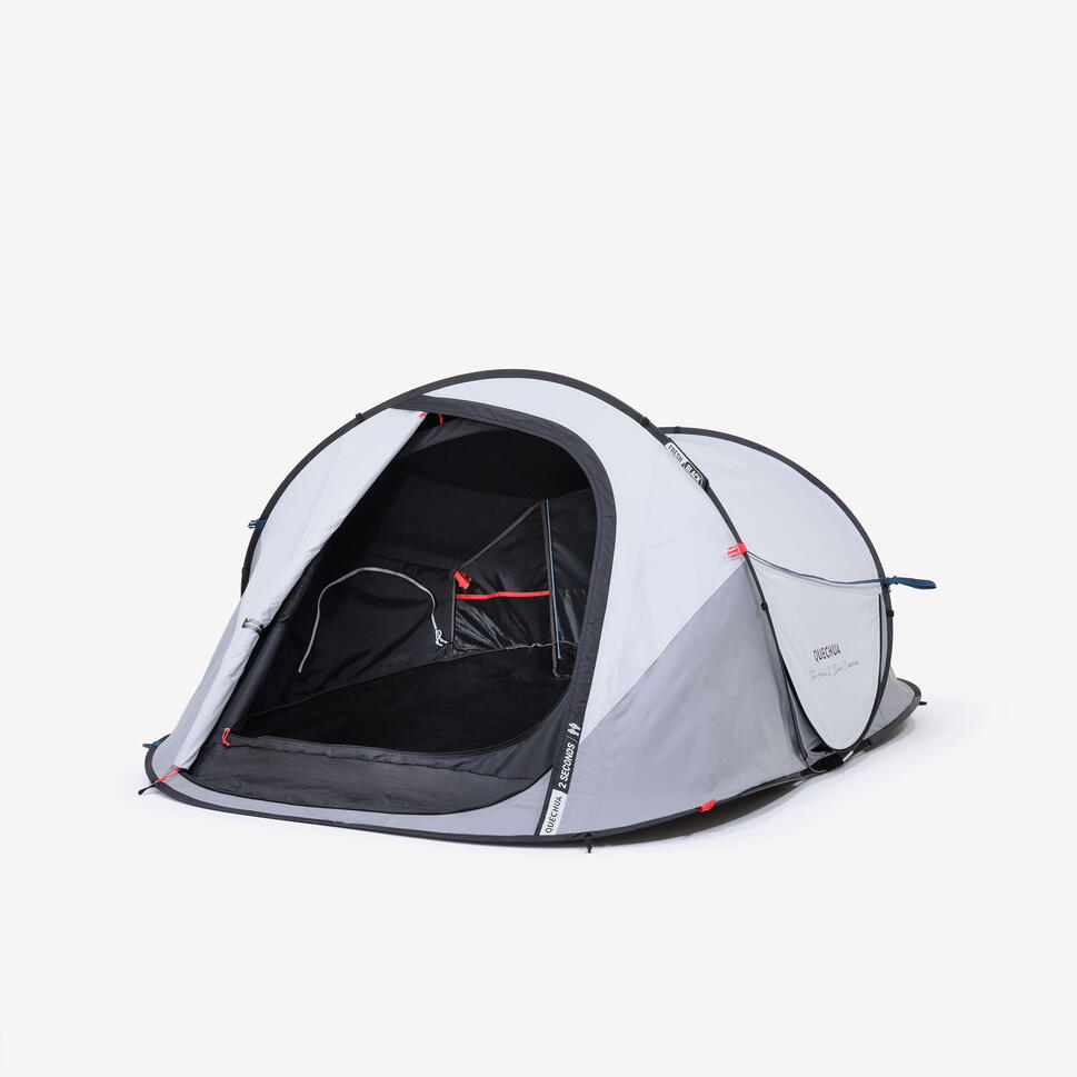 Quechua 2 Second Fresh & Black Waterproof Pop Up Camping Tent 2 Person