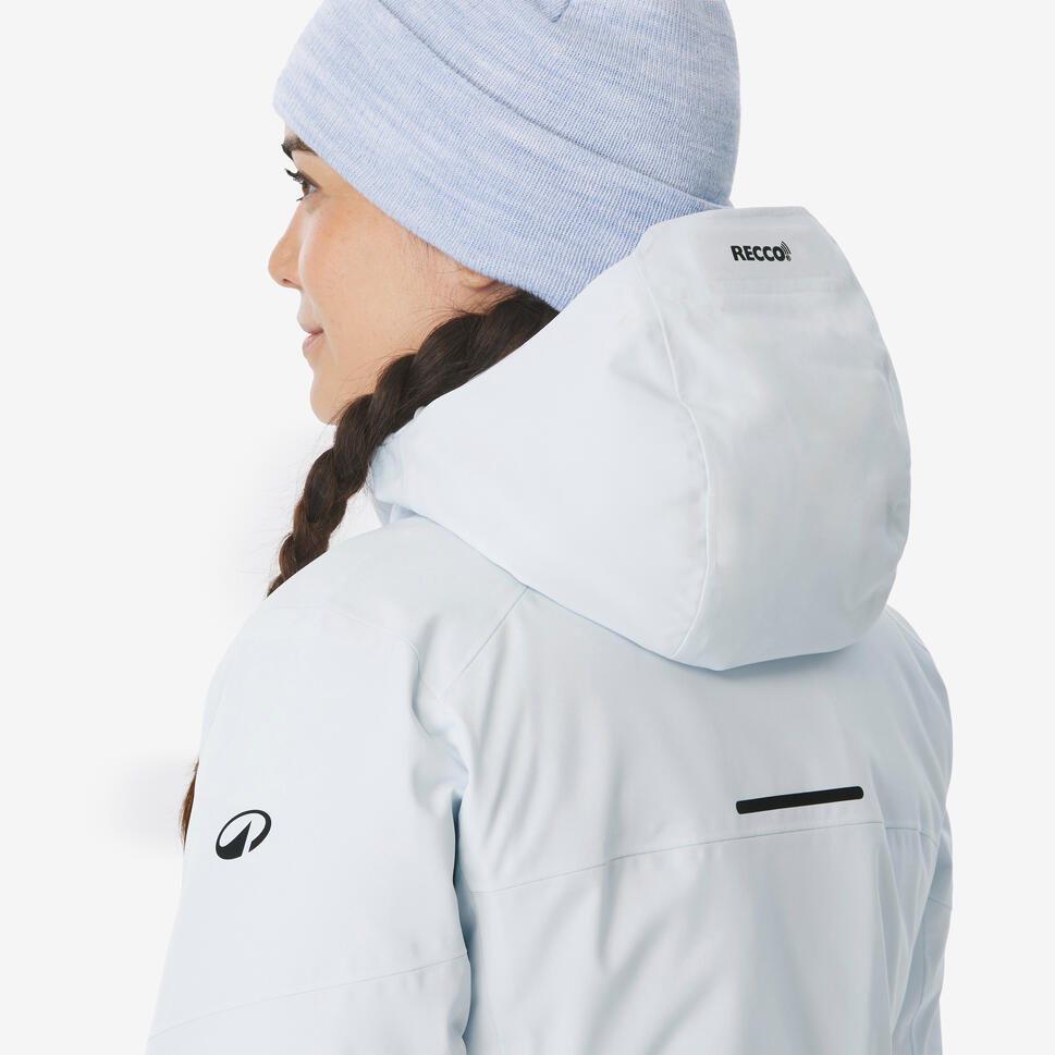 Women's waterproof ski and snowboard jacket 500 - Ice blue