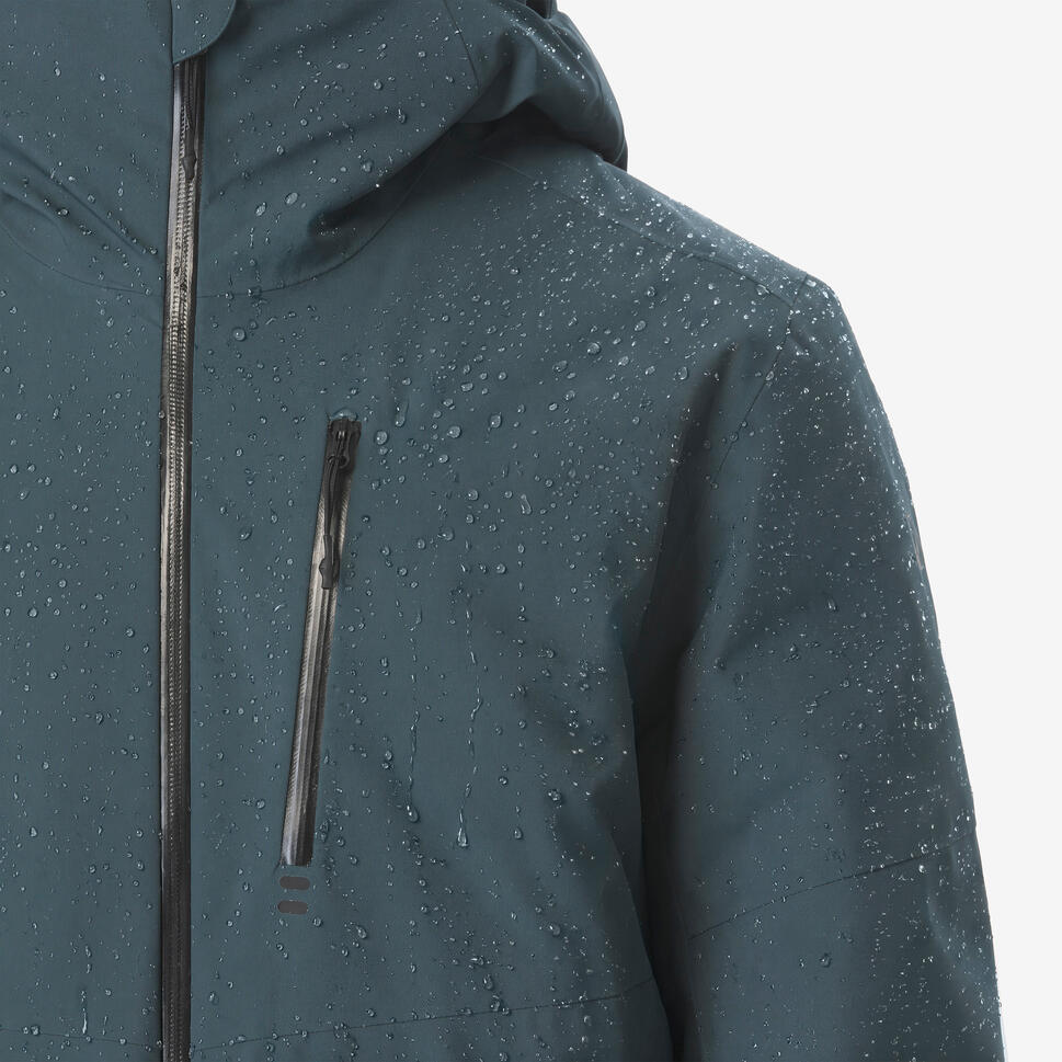 Men’s waterproof ski and snowboard jacket, 500 Dark Green